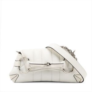 Gucci Horsebit Leather Shoulder Bag White